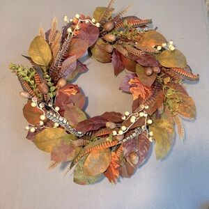 Multicolor Leaves Autumn Harvest 24" Wreath NWT
